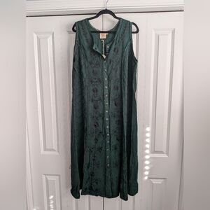 Gardenbelle Harper Green Sleeveless Button-Down Dress